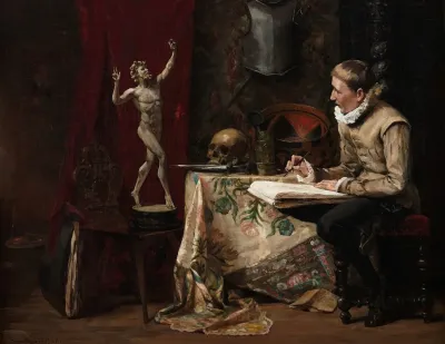 The Artists Studio With Selfportrait