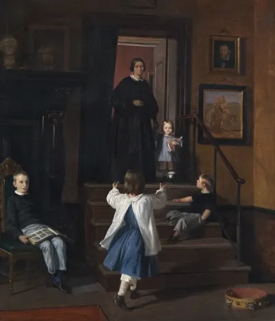 The Artists Wife And Children In The Studio At Charlottenborg