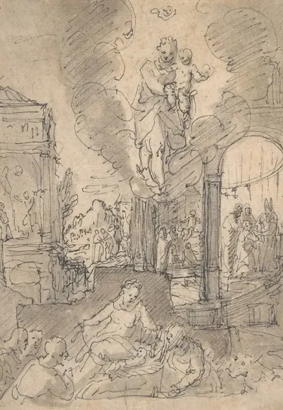 The Assumption Of The Virgin With The Five Joyful Mysteries Of The Rosary