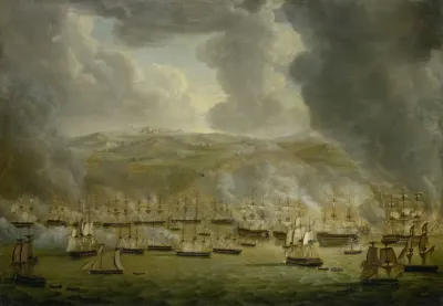The Attack Of The Combined Anglo Dutch Squadron On Algiers 1816