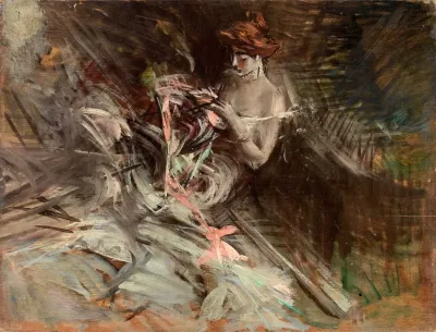 The Ball Gown Interior With Young Girl Sewing