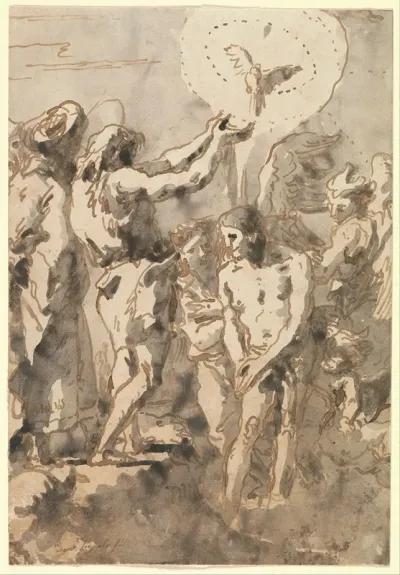 The Baptism Of Christ With Saint John Without His Cross In Profile To The Right