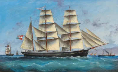 The Barque Maria Of Captain Emilio Persich Sailing Under All Sails And The Austro Hungarian Merchant Flag Off The Home Coast
