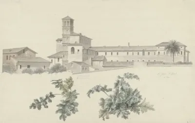 The Basilica Of Santi Giovanni E Paolo In Rome With Two Studies Of Plants