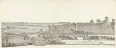 The Baths Of Caracalla And Two Capitals From The Villa Mattei In Rome