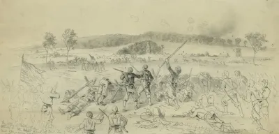 The Battle Of Antietam Charge Of Burnside 9th Corps On The Right Flank Of The Confederate Army