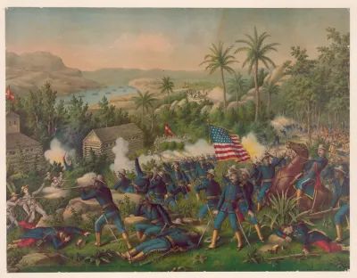 The Battle Of Quasimas Near Santiago June 24th 1898 The 9th And 10th Colored Cavalry In Support Of Rough Riders