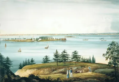 The Bay Of New York And Governors Island Taken From Brooklyn Heights