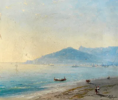 The Bay Of Yalta With The Magobi And Ai Petri Mountains