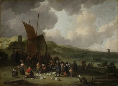 The Beach At Scheveningen With Returning Fisherman