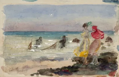 The Beach At Veules Les Roses