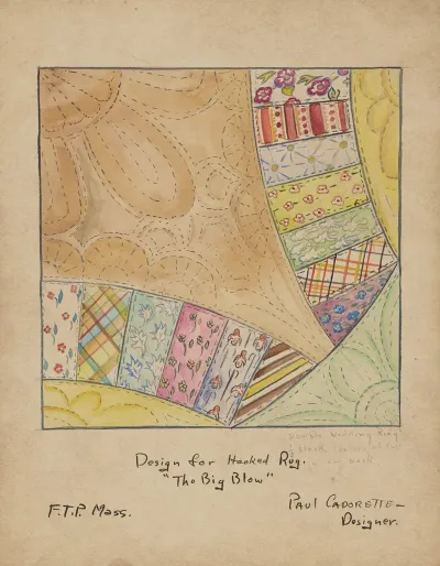 The Big Blow Sketch No 2 Design For Hooked Rug