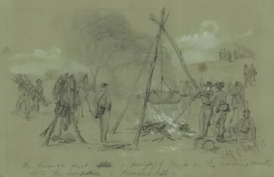 The Bivouac Feast After A Successful Forage In The Enemies Country After The Occupation Of Munsons Hill