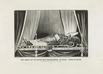 The Body Of The Most Reverend Archbishop Hughes Lying In State At St Patricks Cathedral N Y Jan 1864