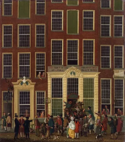 The Bookshop And Lottery Agency Of Jan De Groot In The Kalverstraat In Amsterdam