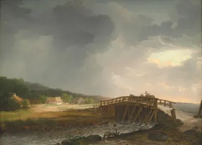 The Bridge Across Tryggevaelde River With A View Of Koge Zealand