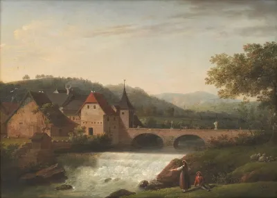 The Bridge And The Waterfall At Dornach Switzerland