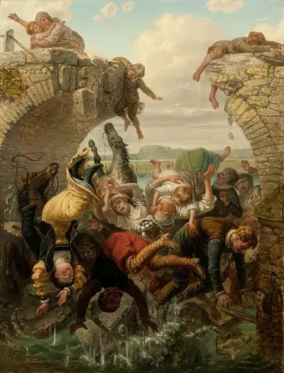 The Bridge At Nya Lodose Collapsing Into The River Save In 1543