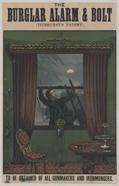 The Burglar Alarm And Bolt Ticehursts Patent To Be Obtained At All Gunmakers And Ironmongers