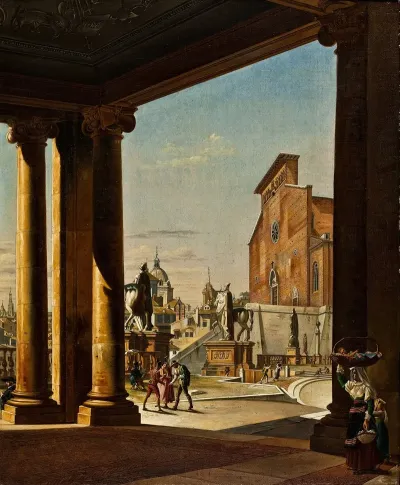 The Capitol In Rome From The Colonnade Of The Palazzo Dei Conservatori