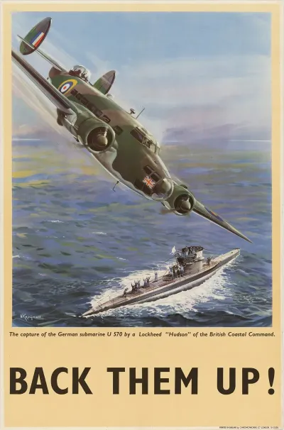 The Capture Of The German Submarine U 570 By A Lockheed Hudson Of The British Coastal Command Back Them Up