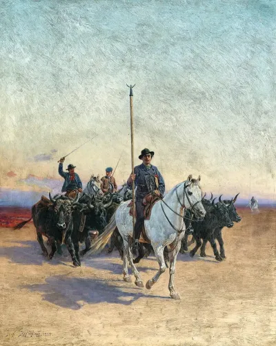 The Cattle Farmer Folco De Baroncelli Javon 1869 1943 On Horseback With A Herd Of Cattle