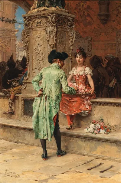The Cavalier And The Flower Girl