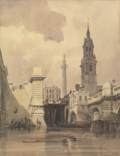 The Church Of St Magnus The Martyr London Bridge With The Monument In The Background
