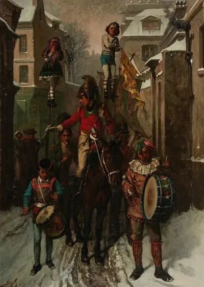 The Circus Coming Into Town On A Snowy Evening