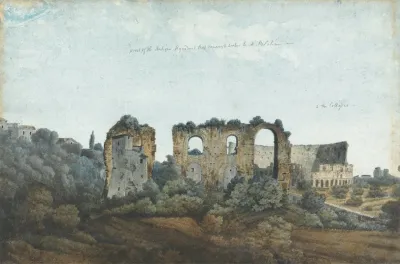 The Claudian Aqueduct And Colosseum