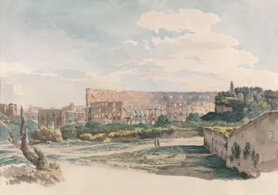 The Colosseum From The Caelian Mount With The Arch Of Constantine And A View Of The Forum Rome