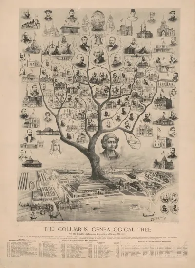 The Columbus Genealogical Tree Of The Worlds Columbian Exposition Chicago Ill 1893