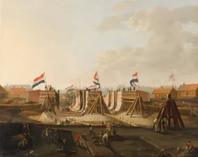 The Construction Of The Oosterdokssluis Seen From The North