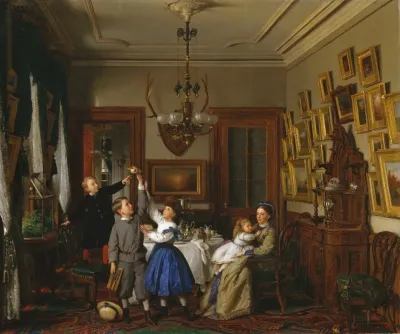 The Contest For The Bouquet The Family Of Robert Gordon In Their New York Dining Room