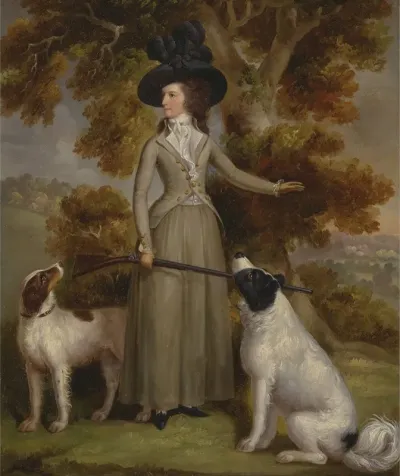 The Countess Of Effingham With Gun And Shooting Dogs