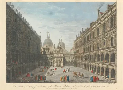 The Court Of The Magnificent Building Of The Ducal Palace Over The Front Are Seen The Cupolos Of St Marks Church