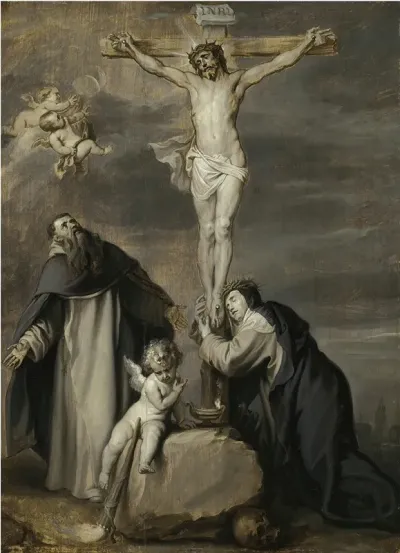 The Crucified Christ Adored By Saints Dominic And Catherine Of Siena L07033 6 Lr 1