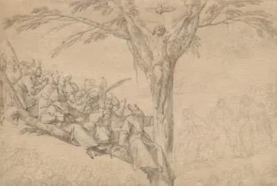 The Crucified Christ As The Tree Of Life With Monks And Nuns