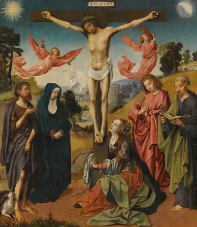 The Crucifixion With The Virgin Mary Saints Mary Magdalene John The Baptist Peter And An Unidentified Male Saint