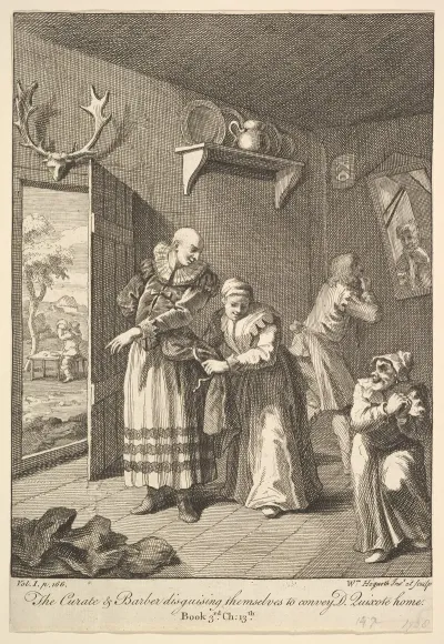 The Curate And Barber Disguising Themselves To Convey Don Quixote Home