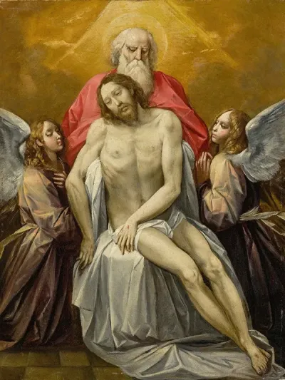 The Dead Christ Supported By God The Father And Two Angels
