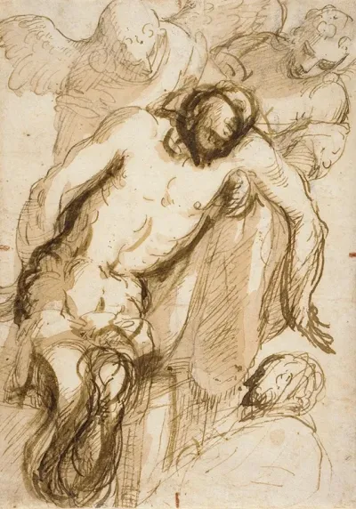 The Dead Christ Supported By Two Angels