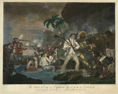 The Death Of Captain James Cook By The Indians Of O Why Ee One Of The Sandwich Islands