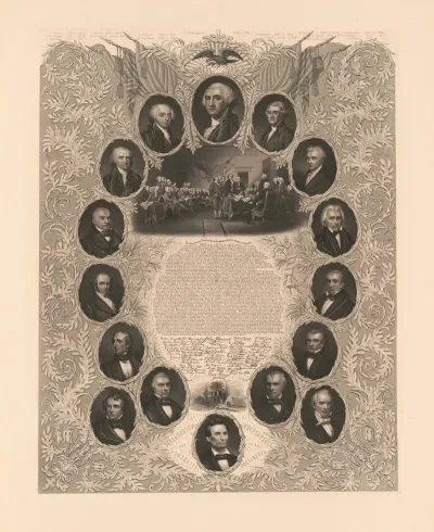 The Declaration Of Independence And Portraits Of The Presidents