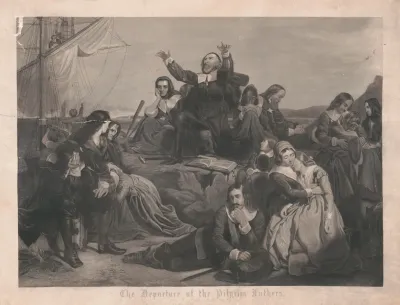 The Departure Of The Pilgrim Fathers For America A D 1620