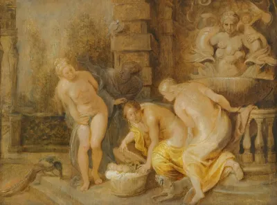 The Discovery Of The Baby Erichthonius By The Daughters Of Cecrops
