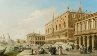 The Doges Palace The Piazzetta And The Biblioteca With Sta Maria Della Salute Beyond Venice