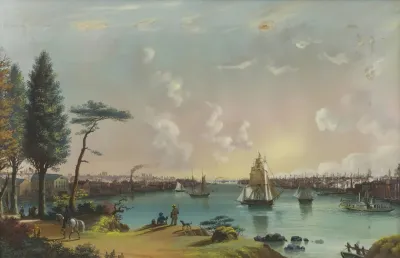The East River Looking Southwest Blackwells Island In Foreground The Navy Yard At Extreme Left And View Of Lower New York From Jersey City