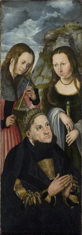 The Elector Frederic The Wise Of Saxony 1463 1525 With The Saints Ursula Left And Genevieve Right