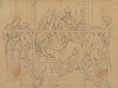 The Entombment Of Christ Study For A Stained Glass Window
